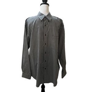 Casuals, Roundtree Yorke, Men’s L/S Button Down , Size L, Gray/White Plaid